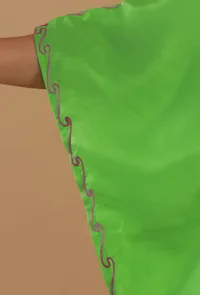 Aari Embroidered Satin Green Kashmiri Kaftan- Free Size image 6