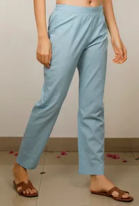Blue straight Cotton Pants image 2