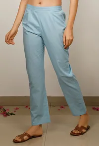 Blue straight Cotton Pants image 3
