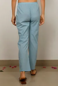 Blue straight Cotton Pants image 4