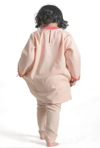 Peach Pink Pure Woollen Phiran set image 3