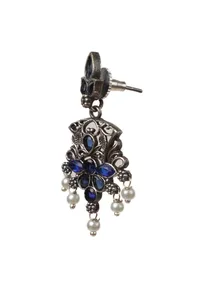 Sapphire Kundan Pearl Drop Earrings image 3