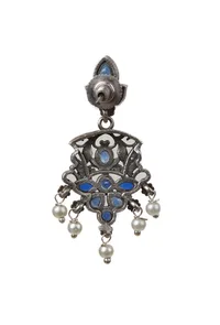 Sapphire Kundan Pearl Drop Earrings image 4