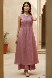 The Trendy Violet Cotton Kurta image 1