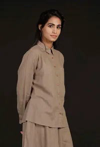 Cream Embroidered Cotton Shirt image 2