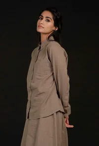 Cream Embroidered Cotton Shirt image 3