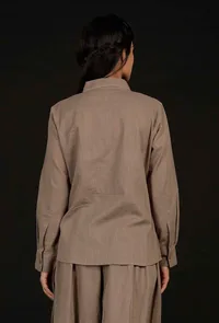 Cream Embroidered Cotton Shirt image 4