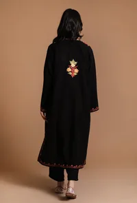 Black Magic Aari Embroidered Kashmiri Phiran-Free Size image 4