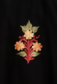 Black Magic Aari Embroidered Kashmiri Phiran-Free Size image 6