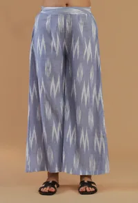 Blue Ikat Cotton Flared Pant image 1