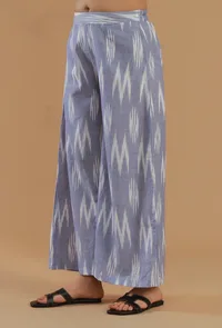 Blue Ikat Cotton Flared Pant image 2
