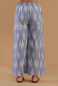 Blue Ikat Cotton Flared Pant image 4