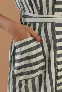 Striped Cotton Sleeveless Wrap Dress image 6