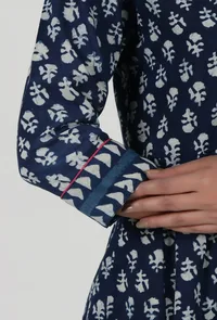 Indigo Printed Blue Cotton Anarkali image 6