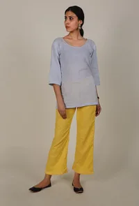 Yellow Cotton Flex A-line Palazzo image 1