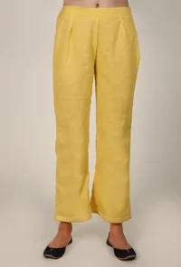 Yellow Cotton Flex A-line Palazzo image 2