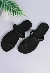Black Knotted Cruelty Free Leather Sandals image 1