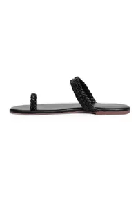 Black Knotted Cruelty Free Leather Sandals image 4