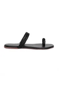 Black Knotted Cruelty Free Leather Sandals image 5
