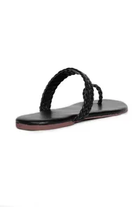 Black Knotted Cruelty Free Leather Sandals image 6