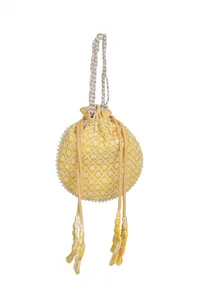 Sunshine Chikankari Yellow Georgette Potli image 3