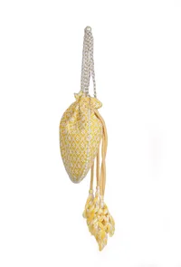 Sunshine Chikankari Yellow Georgette Potli image 4