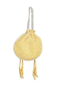 Sunshine Chikankari Yellow Georgette Potli image 5