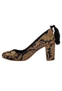 Black Brocade Block Heel image 4
