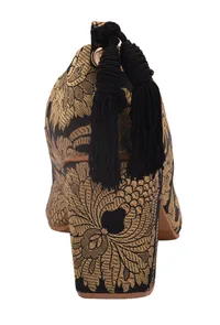 Black Brocade Block Heel image 5