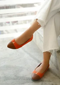Tangerine Orange Cruelty Free Leather Ballerinas image 1