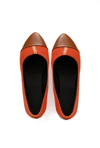 Tangerine Orange Cruelty Free Leather Ballerinas image 2