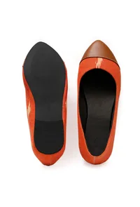 Tangerine Orange Cruelty Free Leather Ballerinas image 3