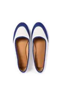 Ink Blue and White Pure Hemp Ballerinas image 2