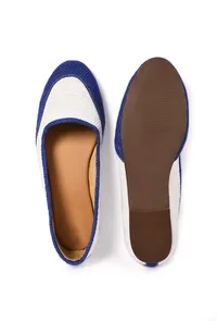 Ink Blue and White Pure Hemp Ballerinas image 3