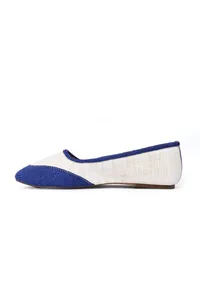 Ink Blue and White Pure Hemp Ballerinas image 4