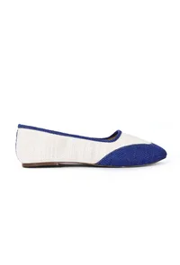 Ink Blue and White Pure Hemp Ballerinas image 5