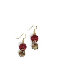Maroon Bead & Ghungroo Tribal Earrings image 2