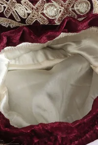 Dark Maroon Velvet Tila Embroidery Potli image 5