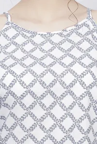 Powder Blue Criss Cross Hand-Block Printed Straight Fit Cotton Slip image 5