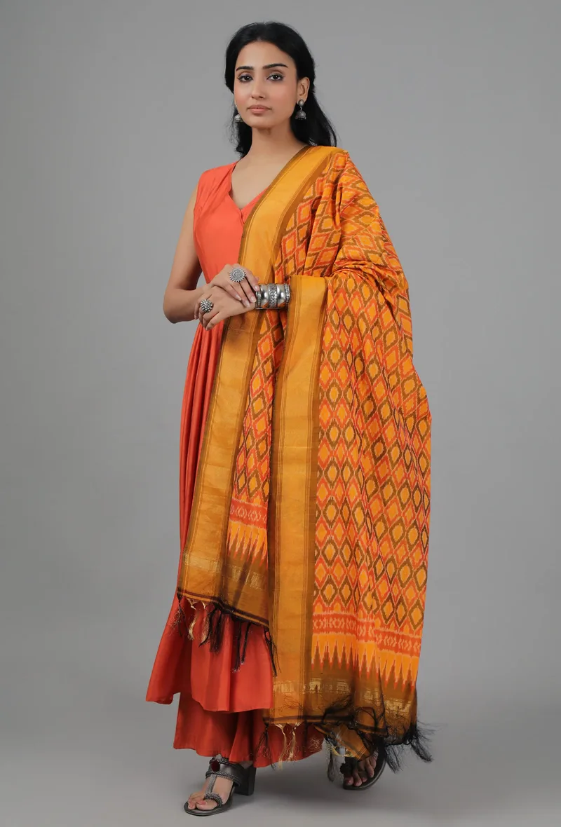 Sunshine Yellow Ikat Dupatta