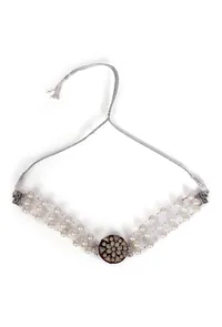 Ethereal Silver Kundan Pearl Choker Set image 2