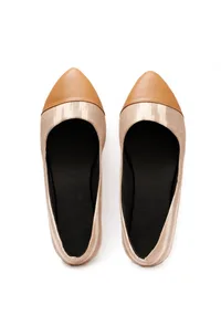 Cream Gold Cruelty Free Leather Ballerinas image 2