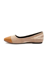Cream Gold Cruelty Free Leather Ballerinas image 4