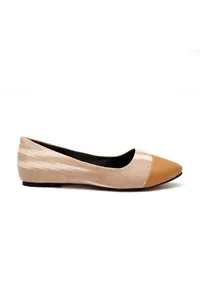 Cream Gold Cruelty Free Leather Ballerinas image 5