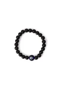 Black Bead Evil Eye Adjustable Bracelet image 2
