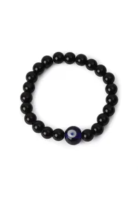 Black Bead Evil Eye Adjustable Bracelet image 3