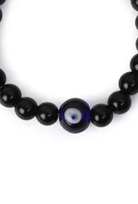 Black Bead Evil Eye Adjustable Bracelet image 4