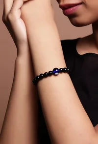 Black Bead Evil Eye Adjustable Bracelet image 5