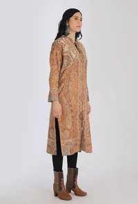 Kashifa Ecru Kani Jamavar Long Coat Outer Jacket image 2