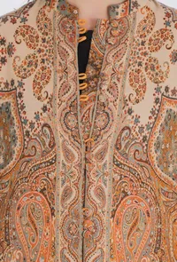 Kashifa Ecru Kani Jamavar Long Coat Outer Jacket image 5